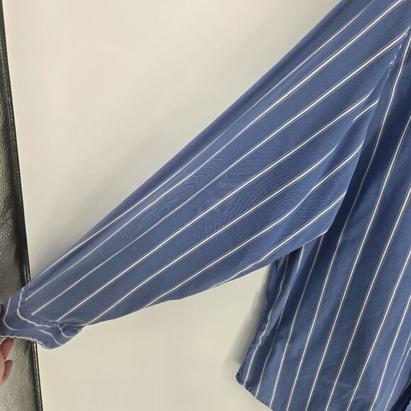J crew mens size XL Blue white stripe button up long sleeve Vintage chest pocket - Picture 2 of 11